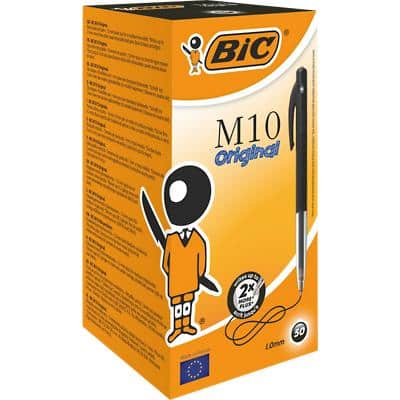 BIC M10 Original M10 Original Ballpoint Pen Black Medium 0.4 mm Pack of 50