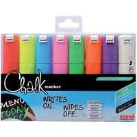 uni-ball PWE-8K Chalk Marker Broad Chisel Assorted Pack of 8