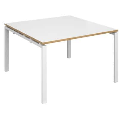 Dams International Square Boardroom Table with White/Oak Edge Coloured MFC & Aluminium Top and White Frame EBT1212-WH-WO 1200 x 1200 x 725 mm