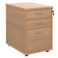 Dams International Mobile Pedestal MFC (Melamine Faced Chipboard) Lockable 426 x 600 x 630 mm Beech Brown