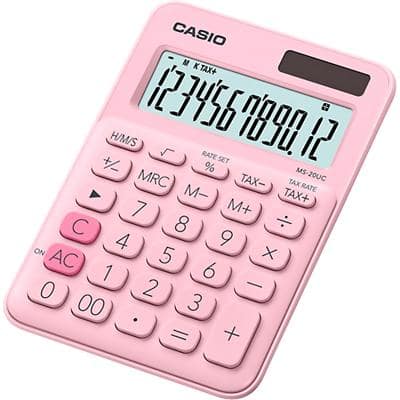 Casio Desktop Calculator MS-20UC-PK 12 Digit Display Pink
