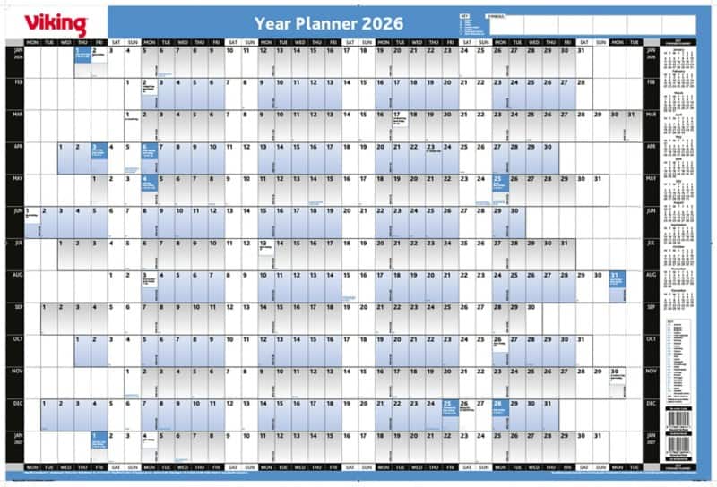 Viking 13 months year planner 2025 english blue 1360879