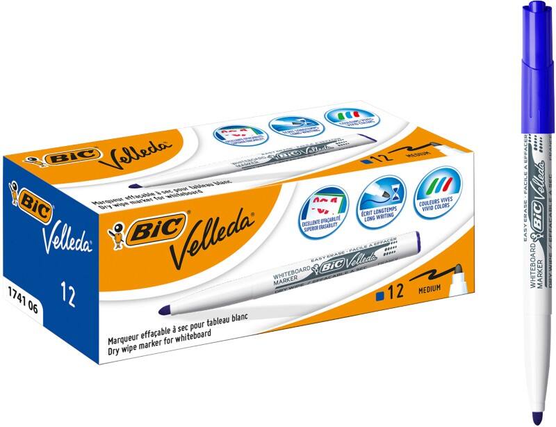 BIC® 1741 Non-permanent Whiteboard Marker Blue Medium Bullet 1 -   Pack of 12