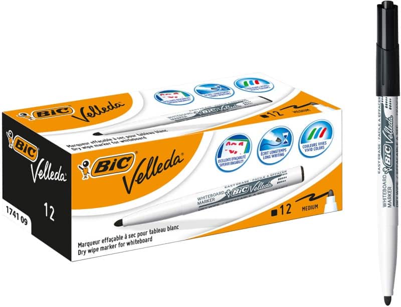 BIC® 1741 Non-permanent Whiteboard Marker Black Medium Bullet 1 -   Pack of 12