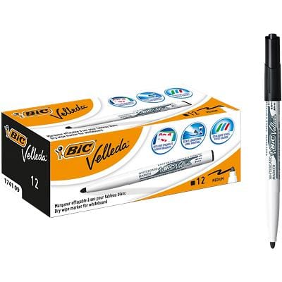 BIC 1741 Whiteboard Marker Medium Bullet Black Pack of 12