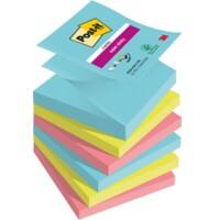 Post-it Miami Super Sticky Z-Notes 76 x 76 mm Assorted Colours Square 6 Pads of 90 Sheets