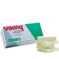 Viking Green Line Sticky Notes Square 38 x 51 mm Plain Yellow 80% Recycled 100 Sheets Pack of 12