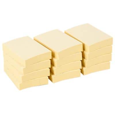 Viking Green Line Sticky Notes Square 38 x 51 mm Plain Yellow 80% Recycled 100 Sheets Pack of 12