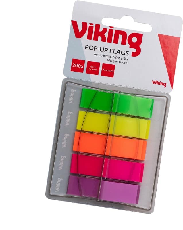 Viking Index Flags Assorted Plain Special format 5 Packs of 40 Strips