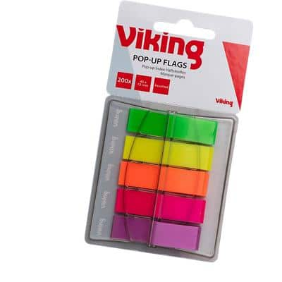 Viking Index Flags Assorted Plain Special format 5 Packs of 40 Strips