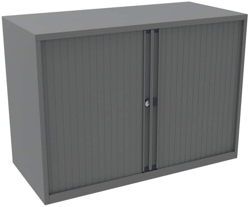 Bisley Tambour Cupboard Steel 1 Shelf Lockable 1,000 x 470 x 733 mm Grey