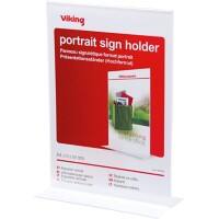 Viking T-Sign Sign Holder A4 Portrait 1 Plastic 211 x 93 x 297mm 21.1 (W) x 9.3 (D) x 29.7 (H) cm Transparent