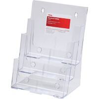 Office Depot Portrait Literature Display 3 Tier A4 Transparent Plastic 230 x 160 x 320mm