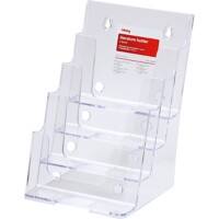 Office Depot Portrait Literature Display 4 Tier A5 Transparent Plastic 165 x 254 x 159mm
