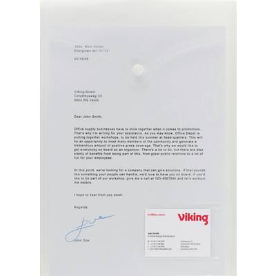 Viking Document Wallet A4 Press Stud PP (Polypropylene) Portrait 23.7 (W) x 33.2 (H) cm Transparent Pack of 5