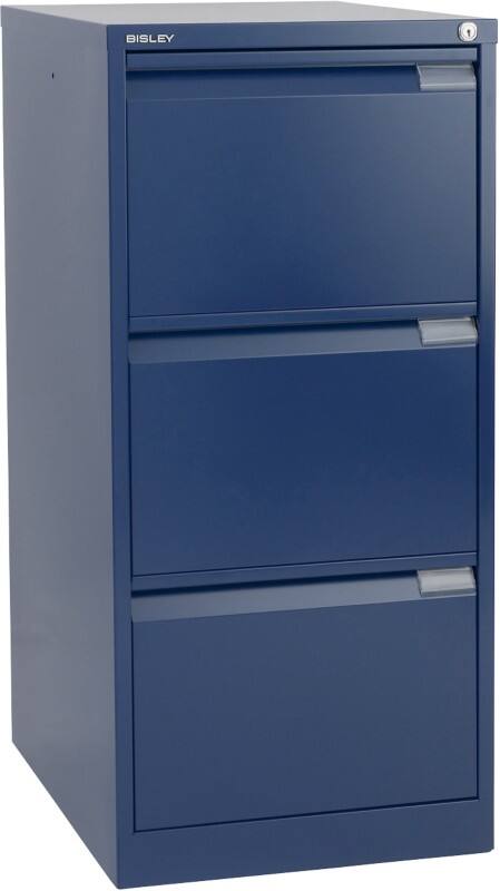 Bisley BS Steel Filing Cabinet 3 Drawers Lockable 470 x 622 x 1,016 mm Oxford Blue