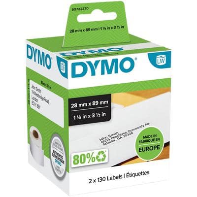 DYMO LW Address Labels 99010 Black on White Self Adhesive 28 mm x 89 mm 260 Labels