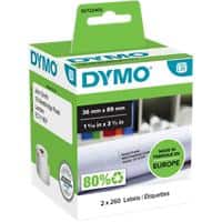 DYMO LW Address Labels 99012 Authentic Black on White Self Adhesive 36 mm x 89 mm 2 Rolls of 260 Labels