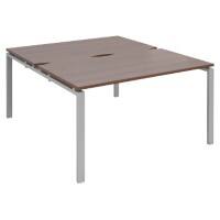 Dams International Rectangular Back to Back Desk with Walnut Melamine Top and Silver Frame 4 Legs Adapt II 1400 x 1600 x 725mm