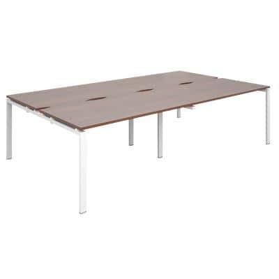 Dams International Rectangular Double Back to Back Desk with Walnut Melamine Top and White Frame 4 Legs Adapt II 2800 x 1600 x 725mm