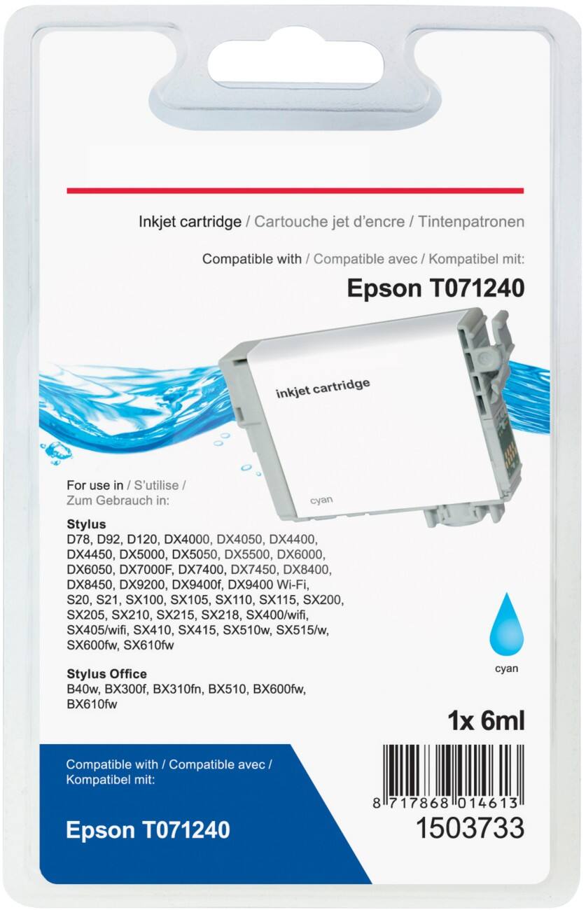 Office Depot Compatible Epson T0712 Ink Cartridge T071240 Cyan