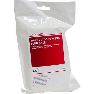 Office Depot Multipurpose Wipes White, Red Refill Pack of 100