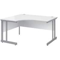 Corner Left Hand Design Ergonomic Desk with White MFC Top and Silver Frame Adjustable Legs Momento 1400 x 1200 x 725 mm