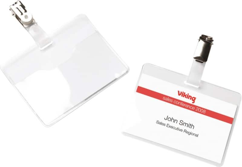 Office Depot Standard Name Badge with Clip Landscape 90 x 60 mm Pack of 25  | Viking Direct UK