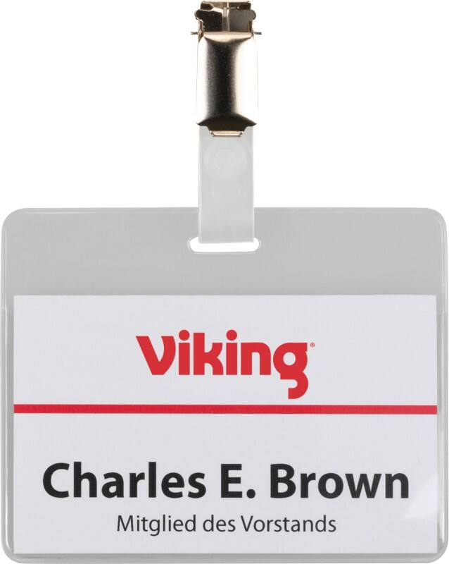 Viking Name Badge Clip 9 x 6 cm Plastic Pack of 50