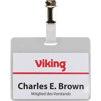 Office Depot Standard Name Badge with Clip Landscape 90 x 60 mm Pack of 50  | Viking Direct UK