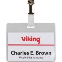 Viking Standard Name Badge with Clip Landscape 90 x 60 mm Pack of 50