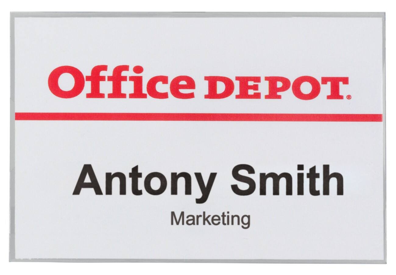 Office Depot Standard Name Badge with Combi Clip Landscape 90 x 60 mm ...