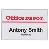 Office Depot Standard Name Badge with Combi Clip Landscape 90 x 60 mm Pack of 50