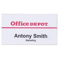 Office Depot Standard Name Badge with Pin Landscape 75 x 40 mm Pack of 50