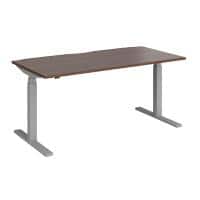 Elev8 Rectangular Sit Stand Single Desk with Walnut Melamine Top and Silver Frame 2 Legs Touch 1600 x 800 x 675 - 1300 mm