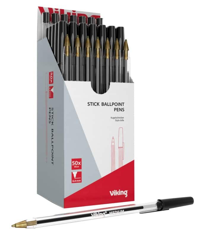 Viking SBM1.0 Ballpoint Pen Black Medium 0.4 mm Pack of 50