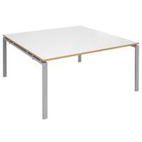 Dams International Square Boardroom Table with White/Oak Edge Coloured MFC & Aluminium Top and Silver Frame EBT1616-S-WO 1600 x 1600 x 725 mm