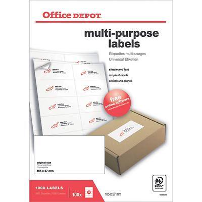 Office Depot Multifunction Labels Self Adhesive 105 x 57 mm White 100 Sheets of 10 Labels