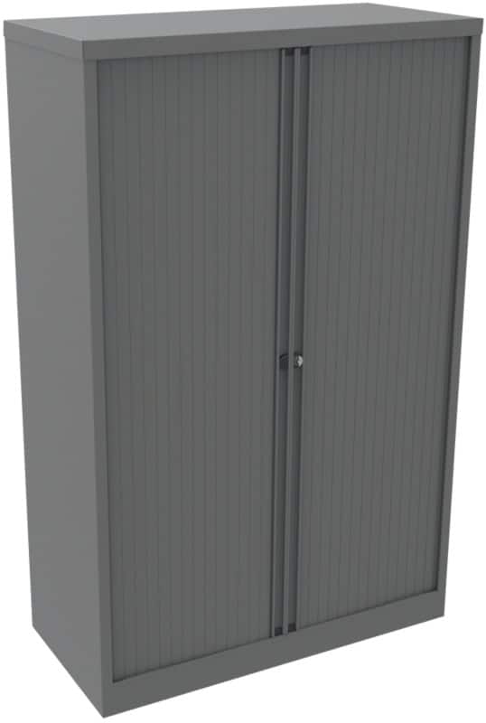 Bisley Tambour Cupboard Steel 3 Shelves Lockable 1,000 x 470 x 1,585 mm Grey