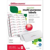 Office Depot Multifunction Labels Self Adhesive 70 x 36 mm White 100 Sheets of 24 Labels