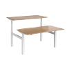 Elev8² Rectangular Sit Stand Back to Back Desk with Beech Coloured Melamine Top and White Frame 4 Legs Touch 1400 x 1650 x 675 - 1300 mm