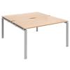 Dams International Rectangular Back to Back Desk with Beech Coloured Melamine Top and Silver Frame 4 Legs Adapt II 1400 x 1600 x 725mm