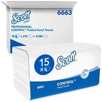 Scott Hand Towels Control 6663 1 Ply V-fold White 12 Sheets Pack of 15