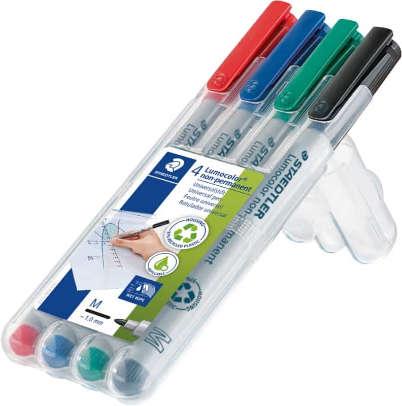 STAEDTLER OHP Marker Medium Bullet 1 mm Assorted Non Refillable Pack of 4