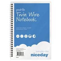 Niceday A5 Wirebound Blue Paper Cover Notebook Squared Blue 100 Pages Pack of 5