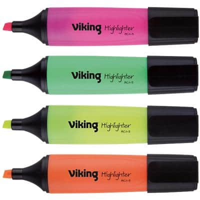 Viking HC1-5 Highlighter Assorted Broad Chisel 1-5 mm Pack of 4