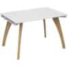 Dams International Rectangular Single Desk with White MFC Top and White Frame 4 Solid Oak Legs Fuze 1200 x 800 x 725 mm