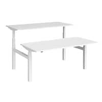 Elev8² Rectangular Sit Stand Back to Back Desk with White Melamine Top and White Frame 4 Legs Touch 1600 x 1650 x 675 - 1300 mm