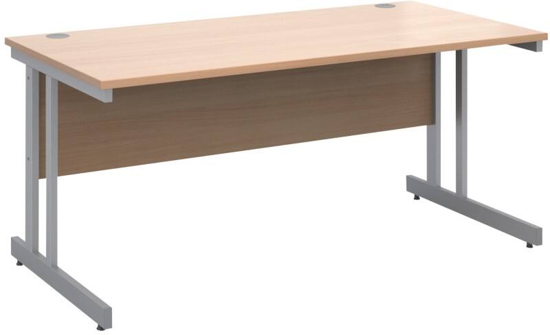 Dams International Momento Rectangular Straight Desk with Beech Coloured MFC Top and Silver Frame Cantilever Legs Momento 1,600 x 800 x 725 mm