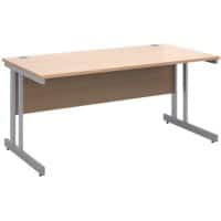 Rectangular Straight Desk with Beech Coloured MFC Top and Silver Frame Cantilever Legs Momento 1600 x 800 x 725 mm